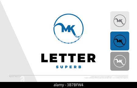 Initial Letter MK Icon Illustration Design Stock Vector