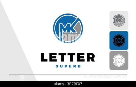 Initial Letter MK Icon Illustration Design Stock Vector