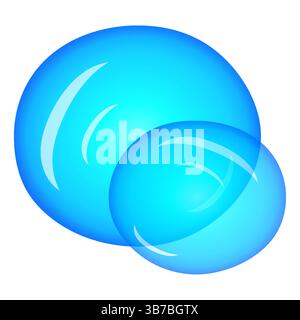 Summer colorful vector illustration featuring overlapping transparent blue water bubbles on white background. Underwater air bubble. Perfect for summe Stock Vector