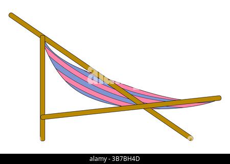 Summer vector illustration of a striped chaise lounge. Beach hammock on isolated white background. Beach chair. Perfect for summertime, beach, vacatio Stock Vector