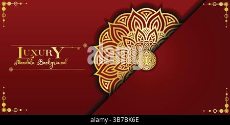 Luxury ornamental mandala background with golden arabesque patterns, element for invitation, meditation poster, yoga, wedding, book cover, cover page Stock Vector