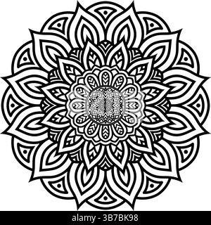 Beautiful floral pattern mandala art isolated on a white background, decoration element for meditation poster, yoga, banner, henna, invitation, cover Stock Vector