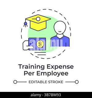 Training expense per employee multi color concept icon Stock Vector