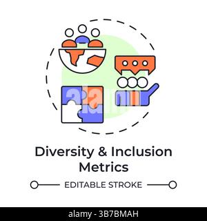 Diversity and inclusion metrics multi color concept icon Stock Vector