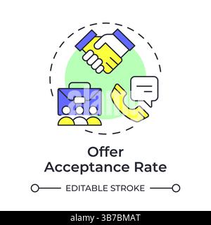 Offer acceptance rate multi color concept icon Stock Vector