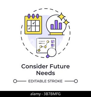 Considering future needs multi color concept icon Stock Vector