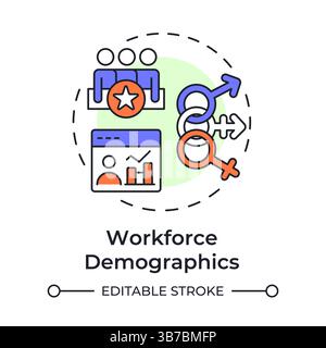 Workforce demographics multi color concept icon Stock Vector