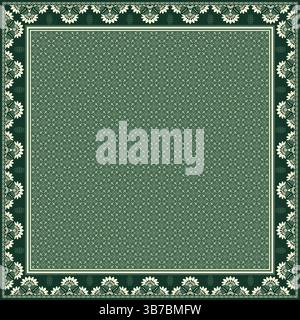 Hijab scarf flower abstract pattern.Ethnic geometric ornament with frame motif border hijab pattern.For fabric,prints,scarves,shawl,kerchief,bandana. Stock Vector