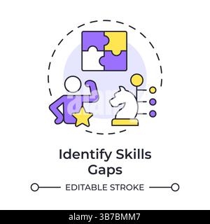 Identifying skills gaps multi color concept icon Stock Vector