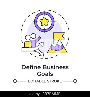 Defining business goals multi color concept icon Stock Vector