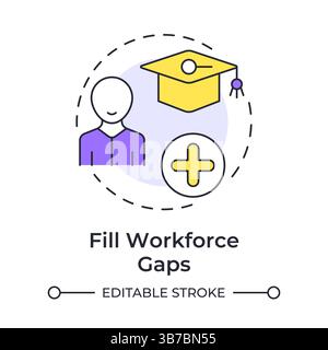 Filling workforce gaps multi color concept icon Stock Vector