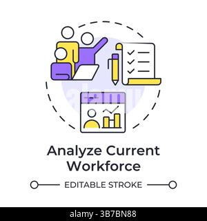 Analyze current workforce multi color concept icon Stock Vector