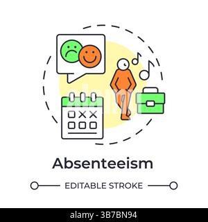 Absenteeism multi color concept icon Stock Vector