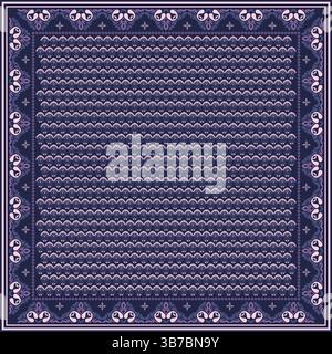 Hijab scarf flower abstract pattern.Ethnic geometric ornament with frame motif border hijab pattern.For fabric,prints,scarves,shawl,kerchief,bandana. Stock Vector