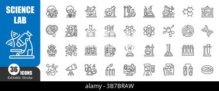 Science and laboratory outline icon . Editable stroke . Vector . Stock Vector