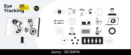 Eye tracking and user behavior analysis outline illustrations mega bundle Stock Vector