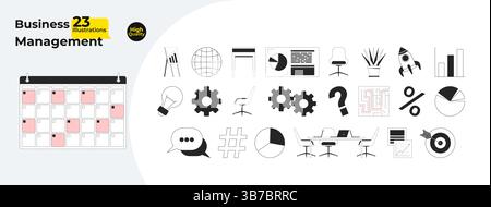 Business management essentials outline illustrations mega bundle Stock Vector