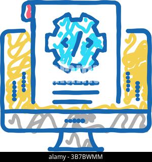 Artificial Intelligence Binary Code doodle icon hand drawn illustration ...