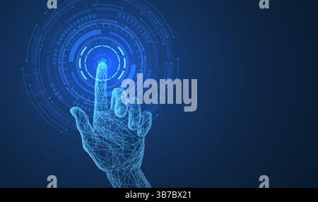 Digital hand touch. Technology innovation, AI system, futuristic innovative solution Stock Vector