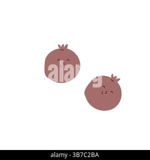 Cute cartoon blueberries with smiling faces in flat vector style minimalist fruit illustration Stock Vector
