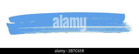 Grunge brush stroke line for underline and highlight. Blue ink paint brush isolated on white background Stock Vector