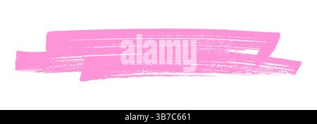Grunge brush stroke line for underline and highlight. Pink ink paint brush isolated on white background Stock Vector