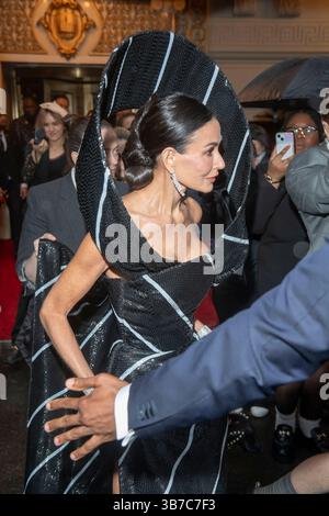 Demi Moore wearing Thom Browne departs the Pierre Hotel for 2025 Met ...
