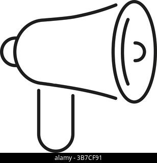Megaphone Line Icon. Communication, Announcement, And Public Speaking Outline Symbol. Marketing And Promotion Tool. Editable Stroke. Isolated Vector Stock Vector