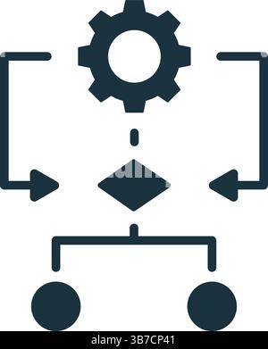 Algorithm managing process with automated system and gear icon, symbolizing workflow, automation, and decision making Stock Vector