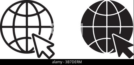 Internet Globe Cursor Click Connection Icons Stock Vector