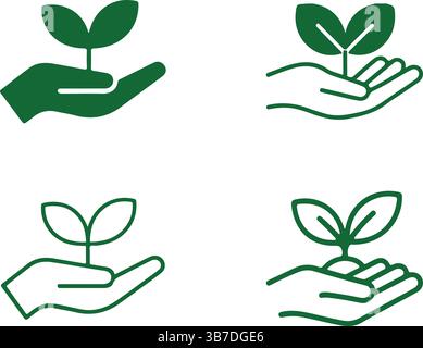 Hand Holding Sprout Growth Nature Icons Stock Vector