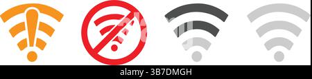 Wireless and wifi icon or wi-fi icon sign for remote internet access, internet connection, signal icon, variations podcast vector symbol, vector. Stock Vector