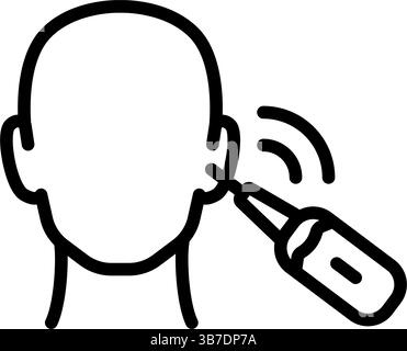 Man Using Smart Spoon Ear Stick Outline Icon. Device for Cleaning Ears Line Vector Isolated Symbol Stock Vector