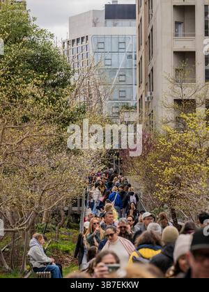 Members of the public walk along the High Line in Manhattan Stock Photo ...