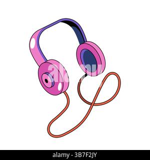 Headphones isolated icon. Earphones for music and sound element. Digital musical gadget for soundwave listening. Volume portable headset gadget. Wired audio jack playback. Multimedia technology. Stock Vector