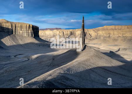 First light on Silver Spire (a.k.a. Dark Spire, pinnacle), San Rafael