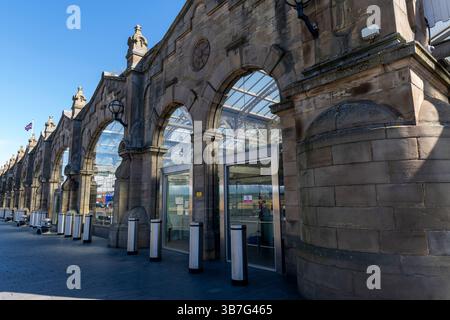 Image of Sheffield train station showcasing the exterior facade Stock Photo