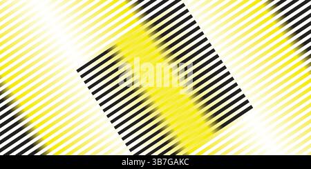 abstract high-contrast pattern yellow and black lines in a geometric grid layout. The optical illusion perfect for covers, posters, wallpapers Stock Vector