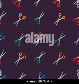 Seamless vector pattern blue red green yellow scissors Stock Vector