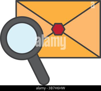 Envelope with magnifier. Vector illustration Stock Vector