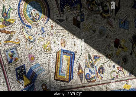 Colourful modern mosaic in a play of sun and shadow Stock Photo