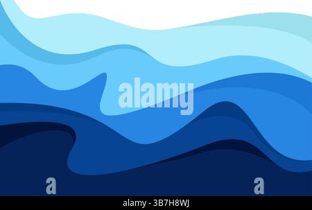 Abstract background with waves vector. papercut blue wave background Stock Vector