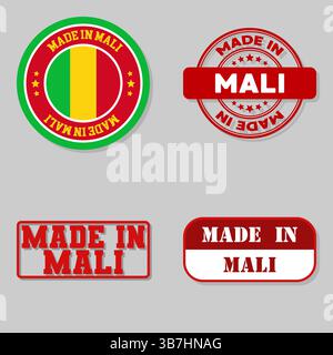 Set of four stamps with flag made in Mali Stock Vector