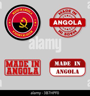 Set of four stamps with flag made in Angola Stock Vector