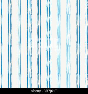 Blue stripes hand drawn seamless pattern design for textile print. Summer marine background abstract brush stroked design. Stock Photo