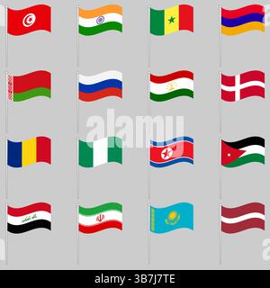 Set of national flags of countries vector ilustrator Stock Vector