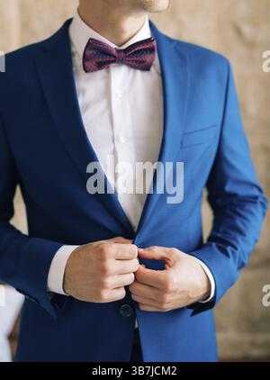 The bow tie. Close the frame. Male chin with bow tie Stock Photo