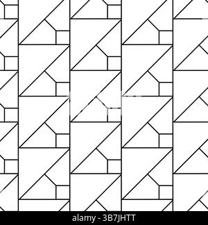Hexagonal and triangular texture. Geometry seamless pattern. Vector graphic line illustration. Black and white abstract background for banners, print Stock Vector