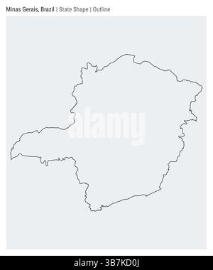 Minas Gerais, Brazil. Simple vector map. State shape. Outline style. Border of Minas Gerais. Vector illustration. Stock Vector