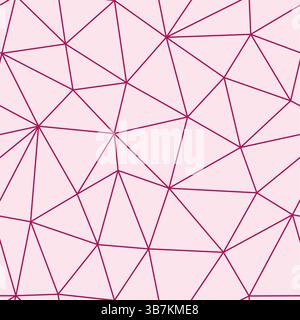 Abstract background with geometric mosaic shapes. Pink color. Medium triangle size. Thin lines weight. Repeatable pattern. Stock Vector